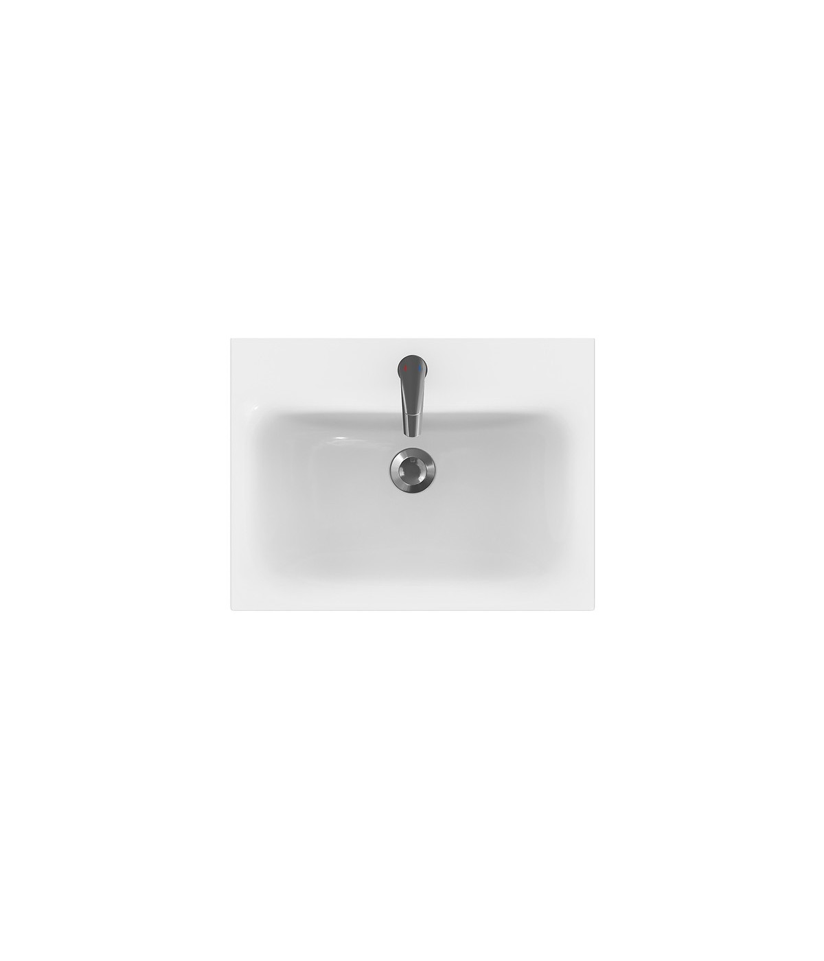 Badmöbel Set MODUO 60 Waschbecken-Unterschrank mit Waschbecken, 2-Schubladen, Weiß