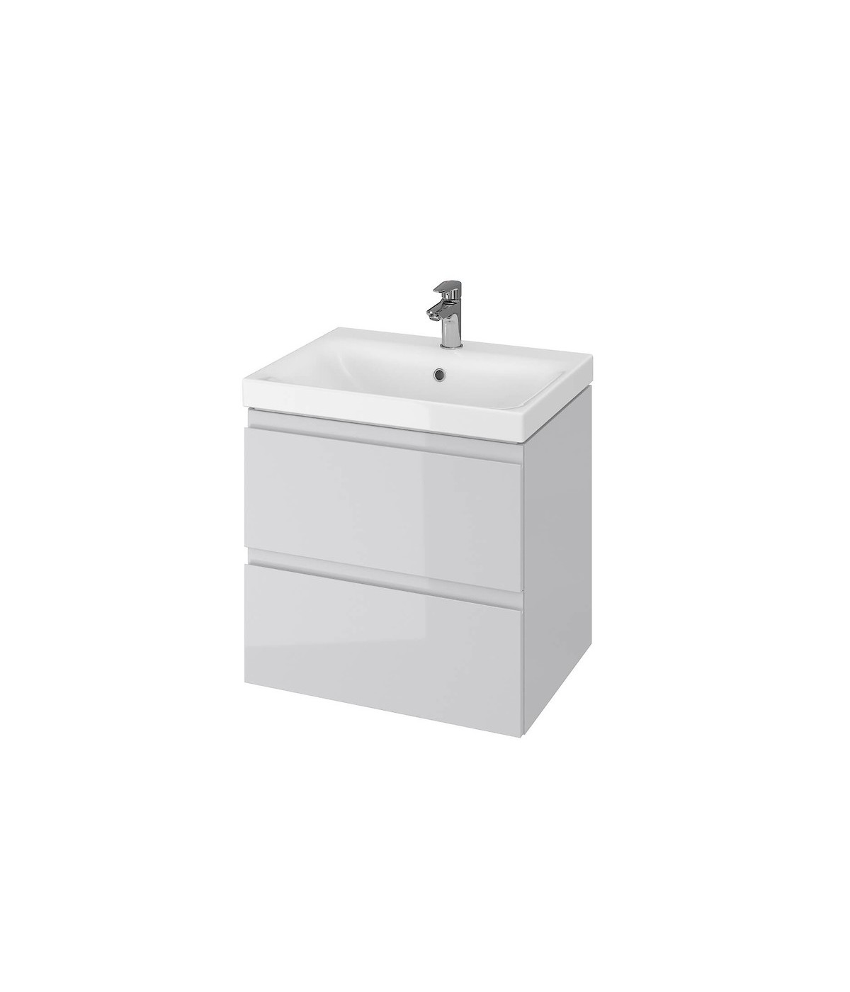 Badmöbel Set MODUO 60 Waschbecken-Unterschrank mit Waschbecken, 2-Schubladen, Grau