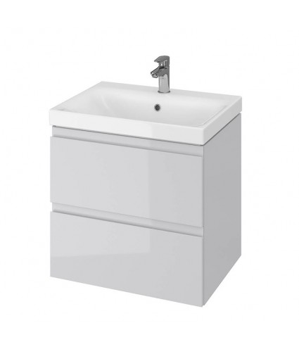 Badmöbel Set MODUO 60 Waschbecken-Unterschrank mit Waschbecken, 2-Schubladen, Grau
