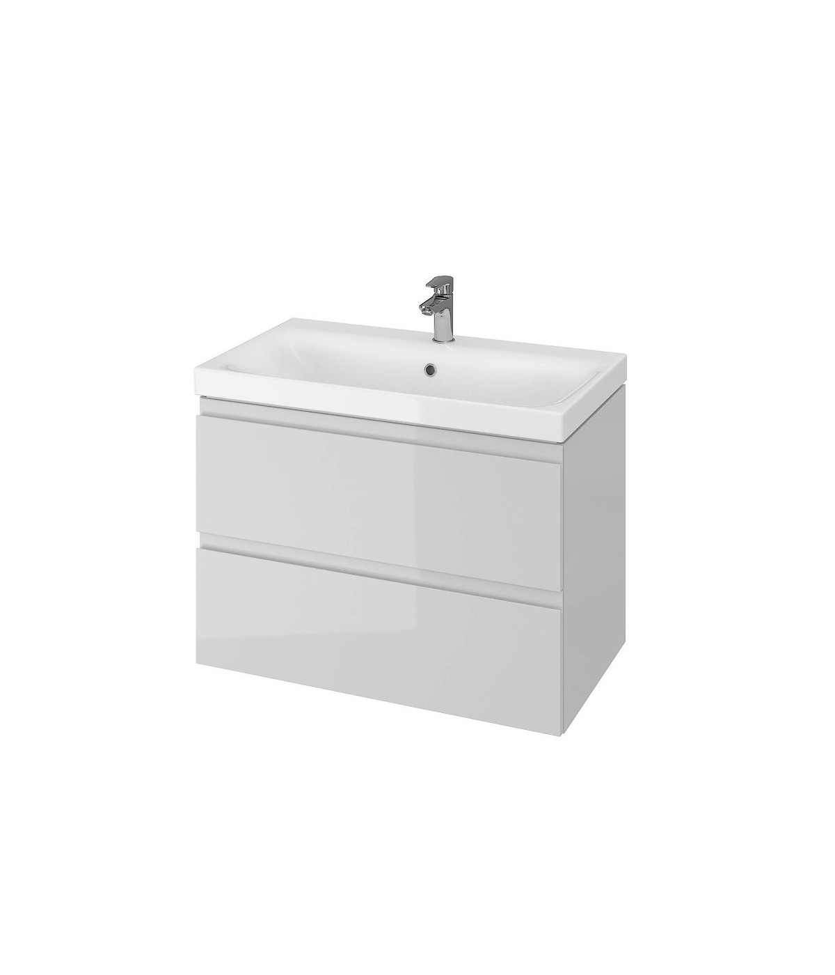 Badmöbel Set MODUO 80 Waschbecken-Unterschrank mit Waschbecken, 2-Schubladen, Grau