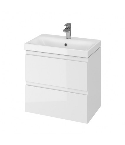 Badmöbel Set MODUO SLIM 60 Waschbecken-Unterschrank mit Waschbecken, 2-Schubladen, Weiß