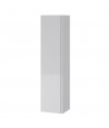 Badezimmer Hochhängeschrank VIRGO 160x40x30 Hochschrank Türen, Weiß, Silber Möbelgriffe mit Spiegel