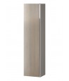 Badezimmer Hochhängeschrank VIRGO 160x40x30 Hochschrank Türen, Grau Eiche, Silber Möbelgriffe mit Spiegel