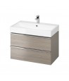 Badezimmer Hochhängeschrank LARGA 160 Hochschrank Türen, Weiß, Silber Möbelknopf Ø 12 mm mit Spiegel