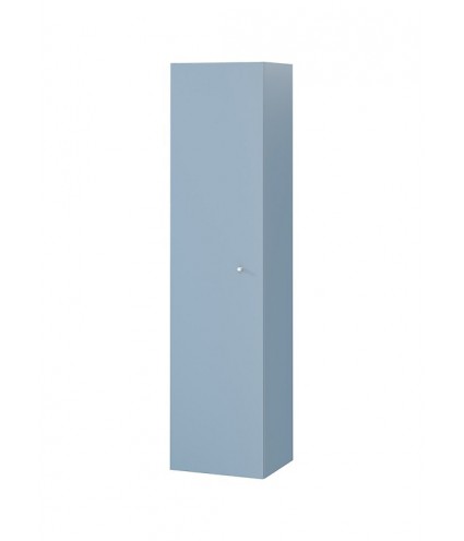 Badezimmer Hochhängeschrank LARGA 160 Hochschrank Türen, Blau, Silber Möbelknopf Ø 12 mm mit Spiegel
