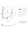 DUSCHWANNE VIERTELKREIS 80x80x3 ARON Ablaufgarnitur GRATIS !