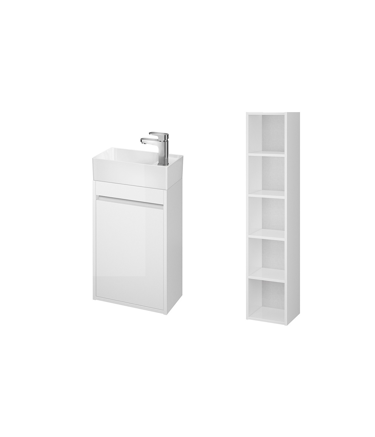 Badmöbel Set CREAZ 40 Waschbecken-Unterschrank mit Badregal 140 Weiß