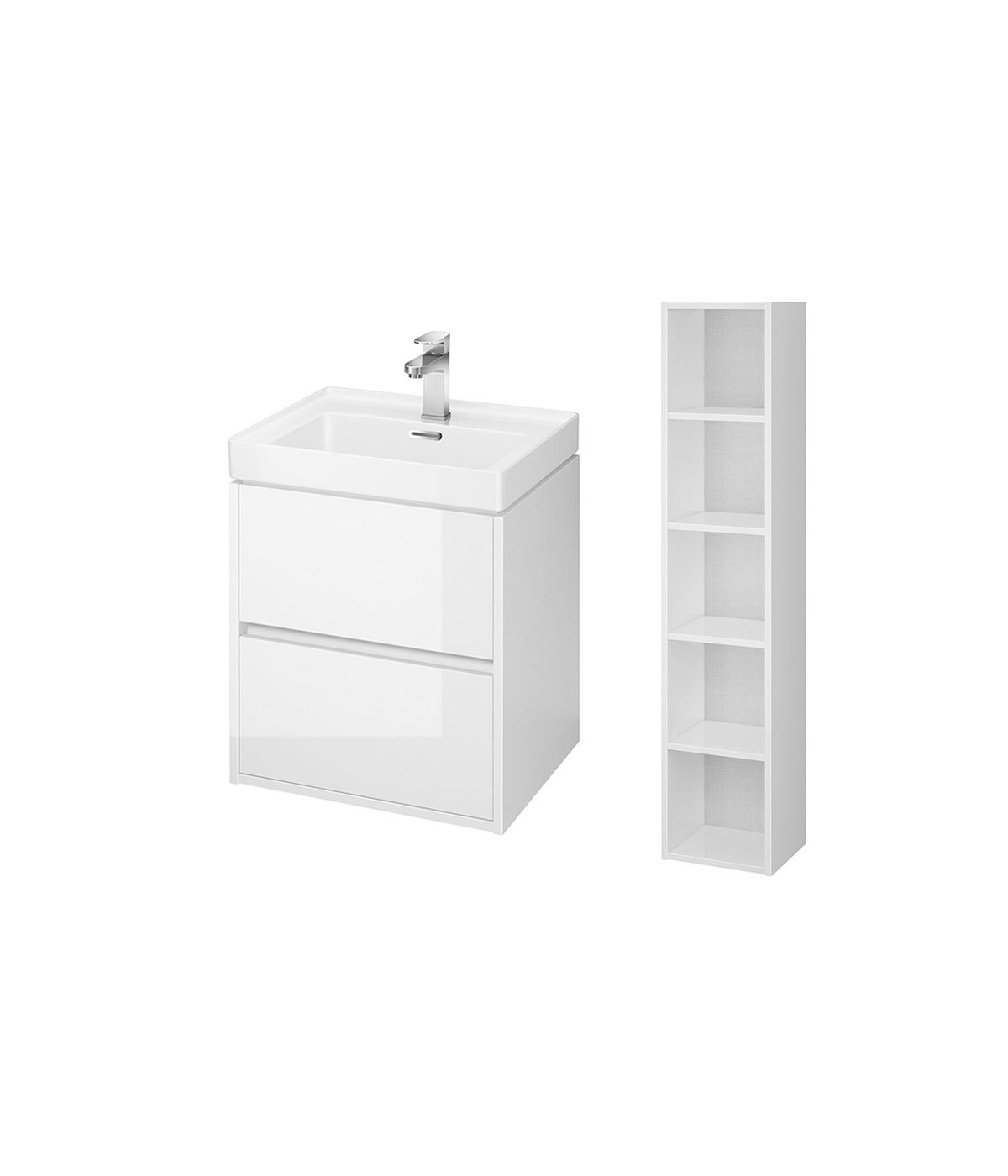 Badmöbel Set CREAZ 50 Waschbecken-Unterschrank mit Badregal 140 Weiß