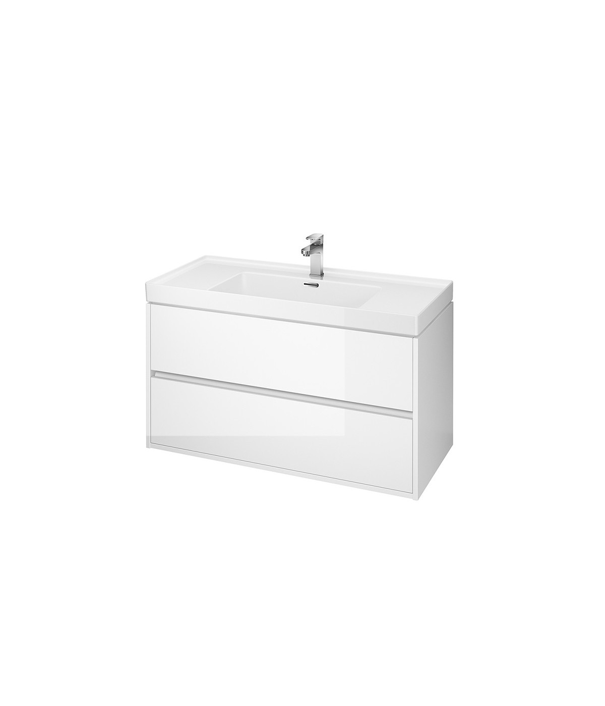 Badmöbel Set CREAZ 100 Waschbecken-Unterschrank mit Badregal 140 Weiß