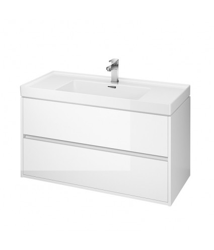Badmöbel Set CREAZ 100 Waschbecken-Unterschrank mit Badregal 140 Weiß