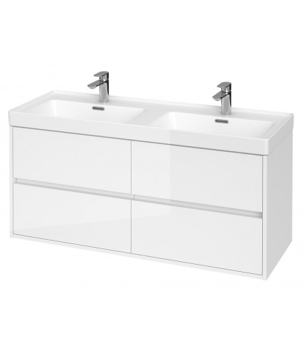 Badmöbel Set CREAZ 120 Waschbecken-Unterschrank mit Badregal 140 Weiß