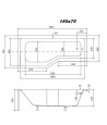 BADEWANNE ECKWANNE 150x75 LINKS INTEGRAZ GLASABTRENNUG Ablaufgarnitur + Füße GRATIS !