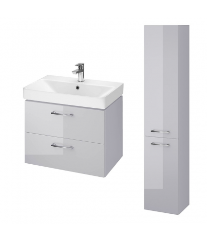 Badmöbel Set LARAZ MILLE SLIM 60 Waschbecken-Unterschrank mit Hochschrank 150 Grau