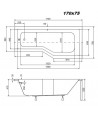 BADEWANNE ECKWANNE 170x75 LINKS INTEGRAZ GLASABTRENNUG Ablaufgarnitur + Füße GRATIS !