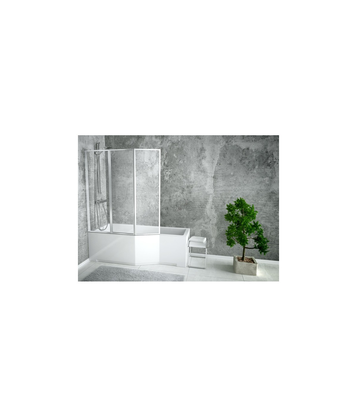 BADEWANNE ECKWANNE 170x75 LINKS INTEGRAZ GLASABTRENNUG Ablaufgarnitur + Füße GRATIS !