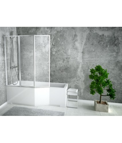 BADEWANNE ECKWANNE 170x75 LINKS INTEGRAZ GLASABTRENNUG Ablaufgarnitur + Füße GRATIS !