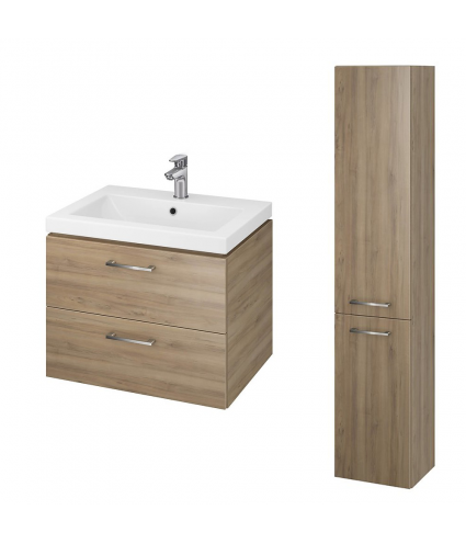 Badmöbel Set LARAZ COMO 60 Waschbecken-Unterschrank mit Hochschrank 150 Nussbaum