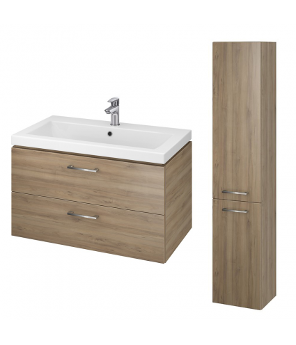 Badmöbel Set LARAZ COMO 80 Waschbecken-Unterschrank mit Hochschrank 150 Nussbaum