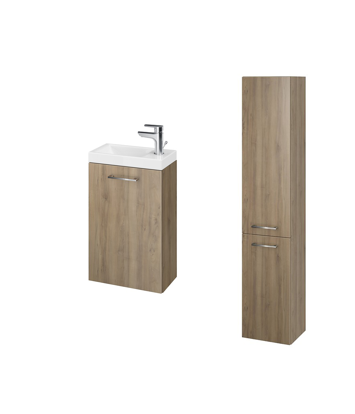 Badmöbel Set LARAZ COMO 40 Waschbecken-Unterschrank mit Hochschrank 150 Nussbaum