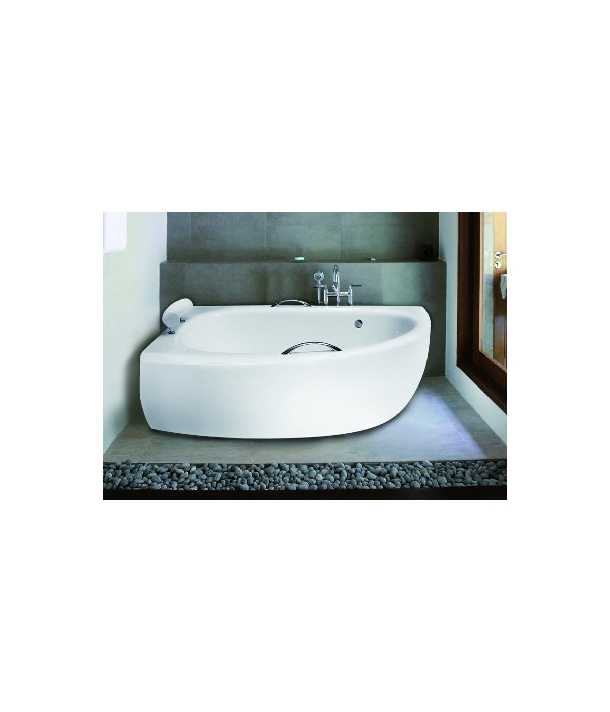 ECKBADEWANNE 150X70 RECHTS MILENA KOPFSTÜTZE HANDGRIFFE Ablaufgarnitur + Füße GRATIS !