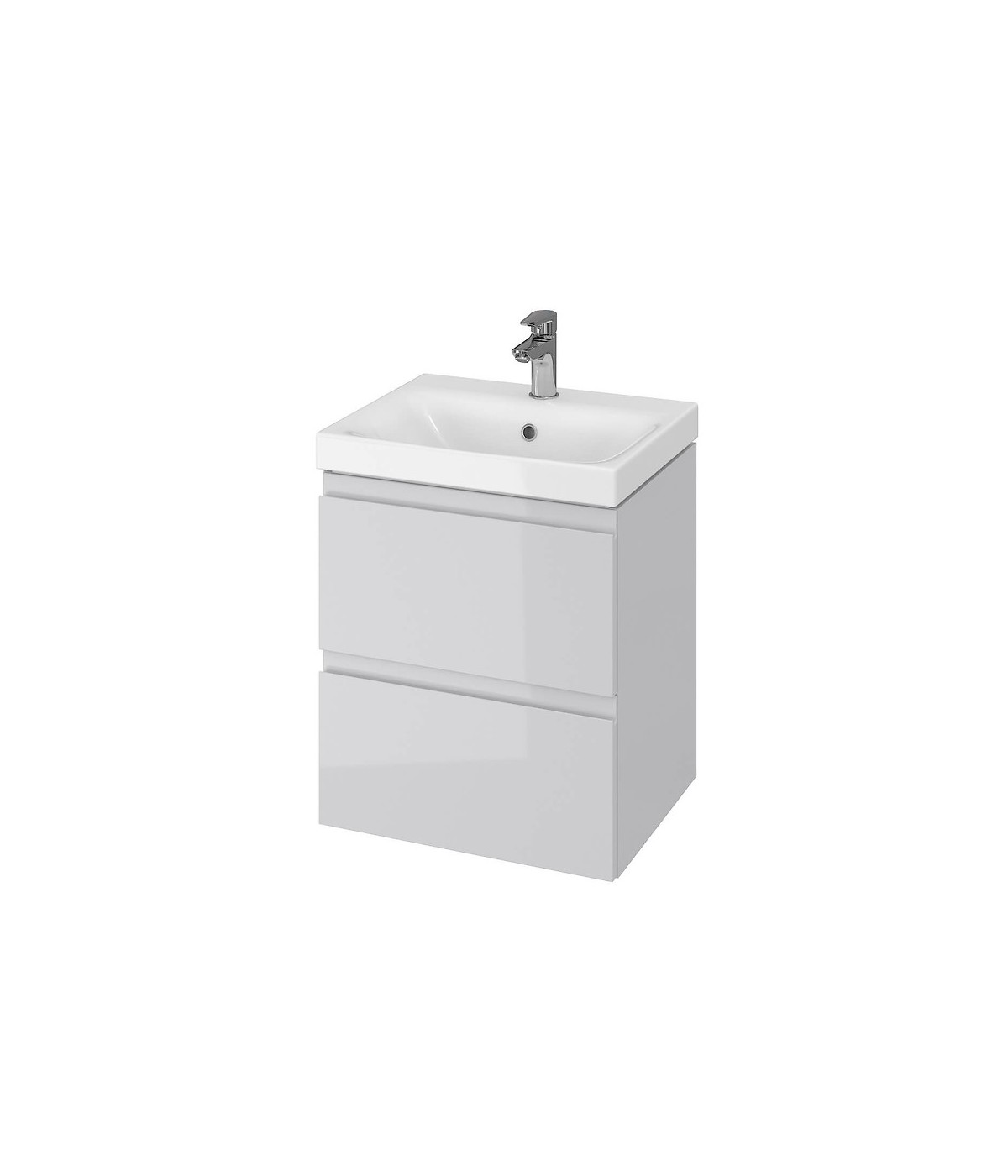 Badmöbel Set MODUO 50 Waschbecken-Unterschrank, Hochschrank 160 mit Spiegel Grau
