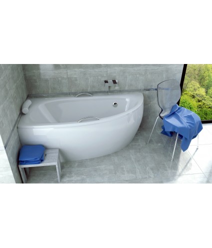 ECKBADEWANNE 150X70 LINKS MILENA KOPFSTÜTZE HANDGRIFFE Ablaufgarnitur + Füße GRATIS !
