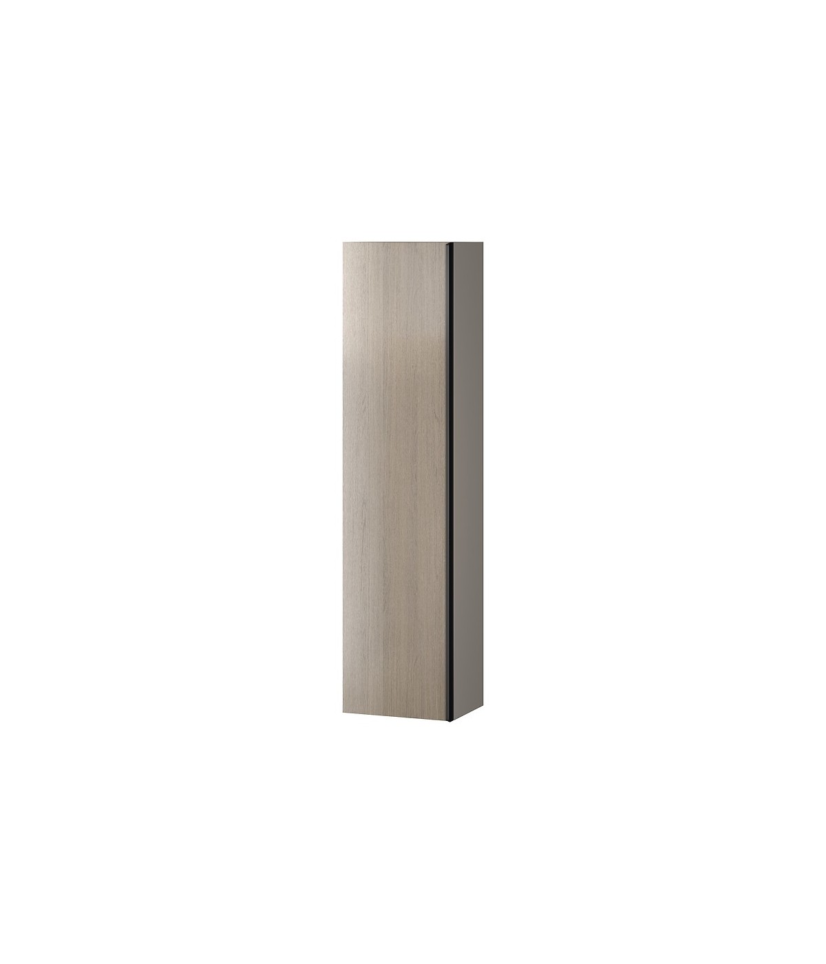 Badmöbel Set VIRGO 80 Waschbecken-Unterschrank, Hochschrank 160 mit Spiegel Grau Eiche, Schwarz Möbelgriffe