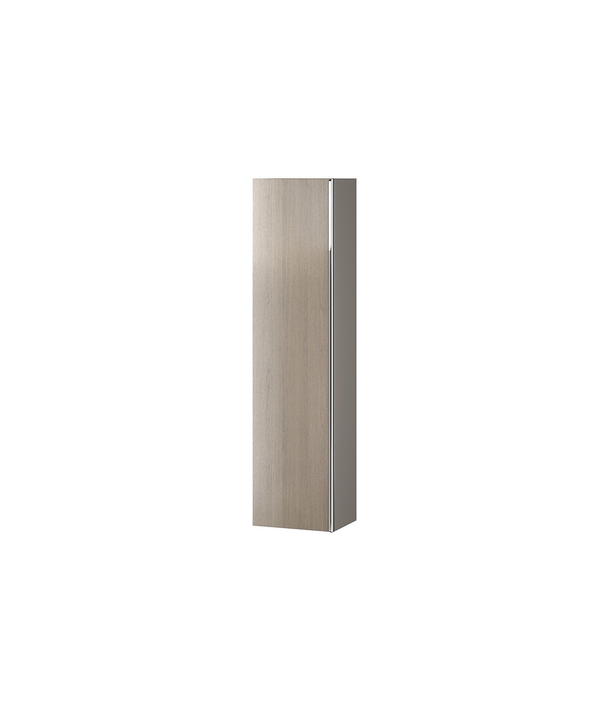 Badmöbel Set VIRGO 80 Waschbecken-Unterschrank, Hochschrank 160 mit Spiegel Grau Eiche, Silber Möbelgriffe