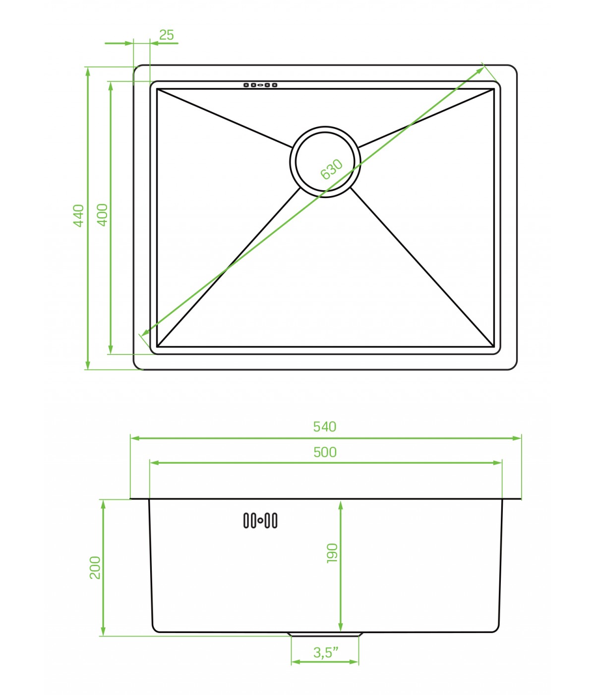 Edelstahlspüle MARMARA Inox 44x54 | inkl. Siphon!
