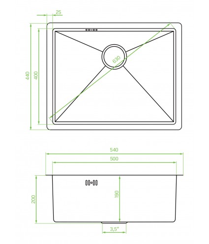Edelstahlspüle MARMARA Inox 44x54 | inkl. Siphon!