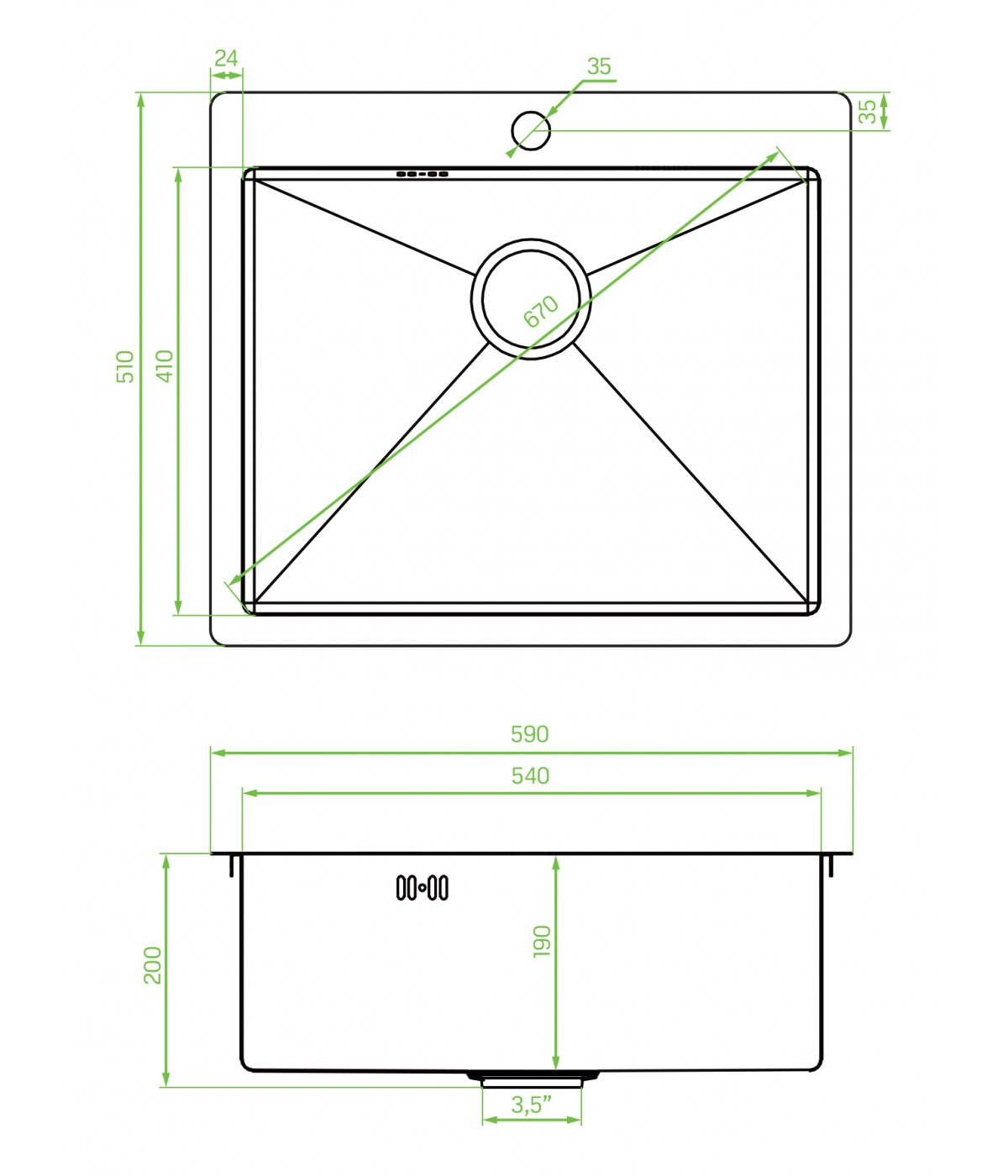 Edelstahlspüle MARMARA Inox 51x59 | inkl. Siphon!