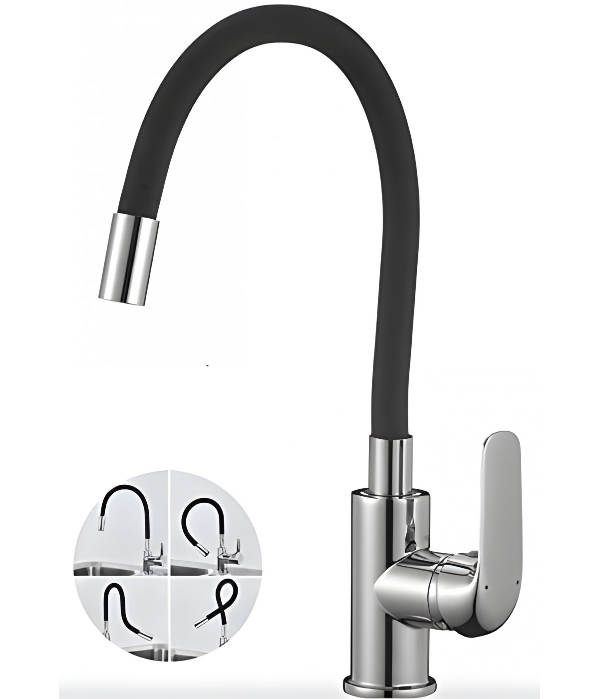 SET Küchenarmatur & Granitspüle 1-Becken BARBADOS Grau 44x65 mit kurzer Abtropffläche | inkl. Siphon!