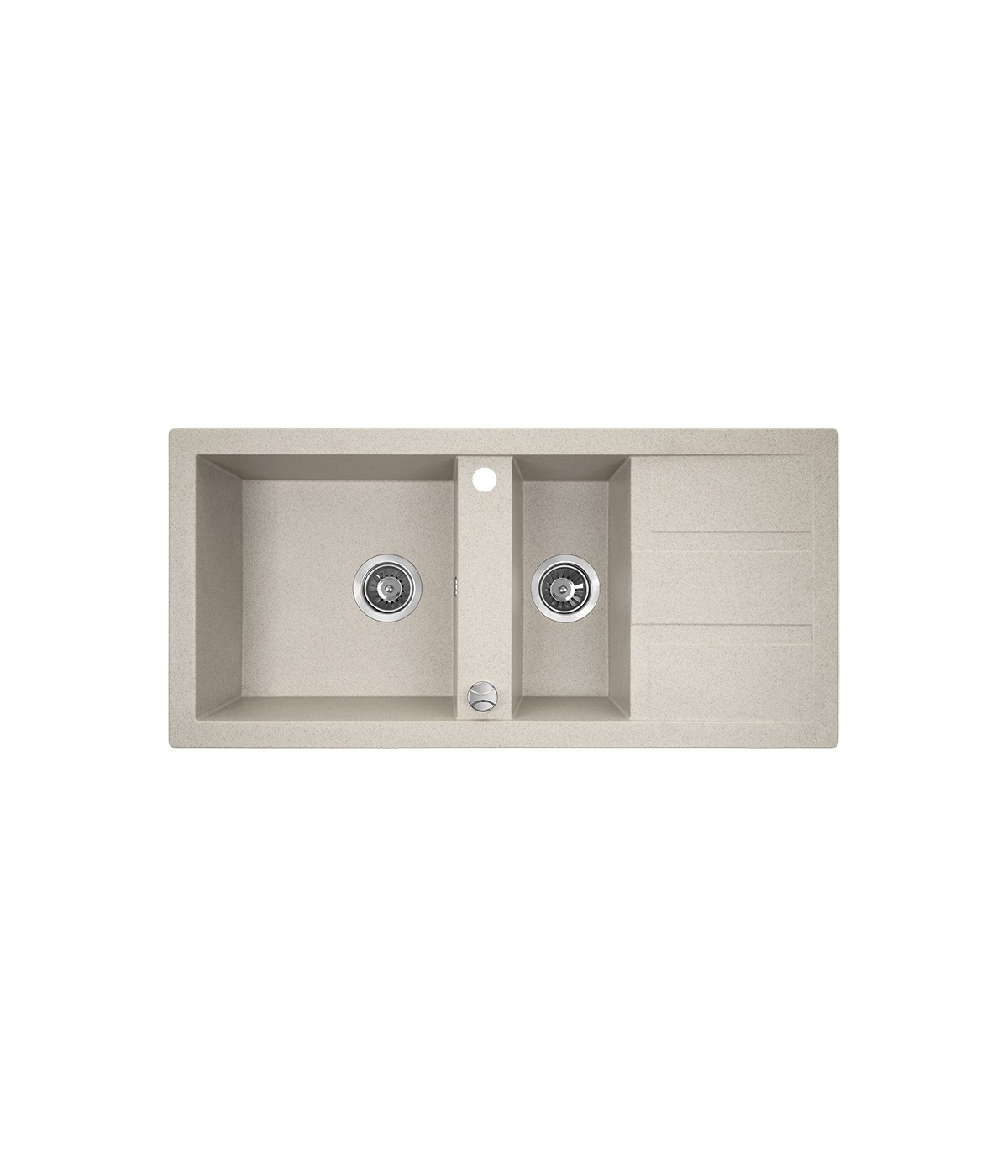 Granitspüle 1,5-Becken BARBADOS Beige 48x100 mit Abtropffläche | inkl. Siphon!
