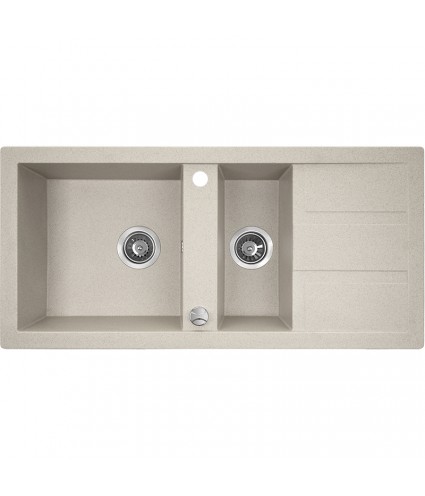 Granitspüle 1,5-Becken BARBADOS Beige 48x100 mit Abtropffläche | inkl. Siphon!