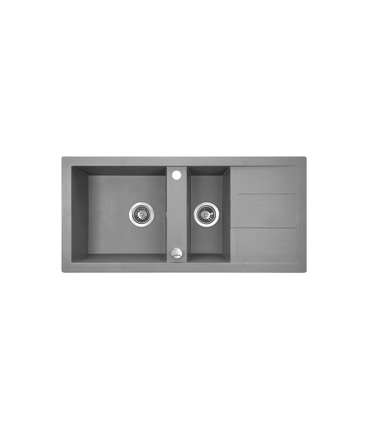 Granitspüle 1,5-Becken BARBADOS Grau 48x100 mit Abtropffläche | inkl. Siphon!