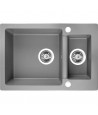 SET Küchenarmatur & Granitspüle 1-Becken BARBADOS Schwarz 44x76 mit Abtropffläche | inkl. Siphon!