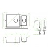 SET Küchenarmatur & Granitspüle 1,5-Becken CELIA Grau 44x65 | inkl. Siphon!
