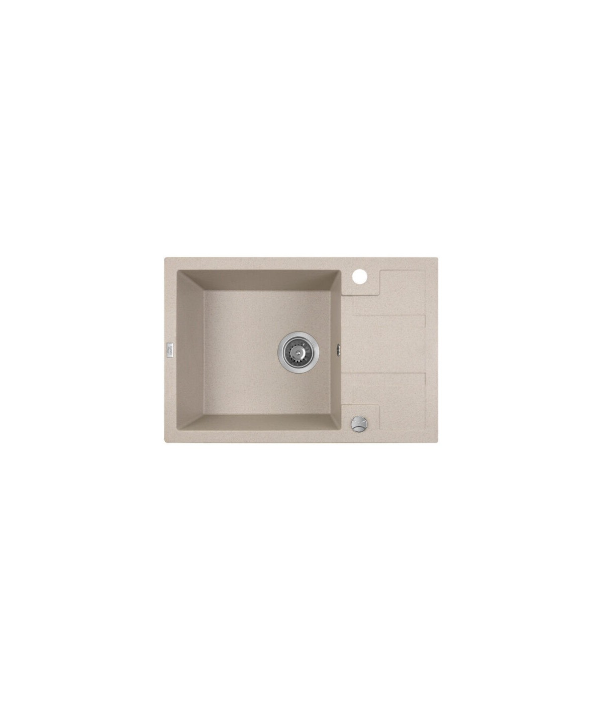 Granitspüle 1-Becken BARBADOS Beige 44x65 mit kurzer Abtropffläche | inkl. Siphon!