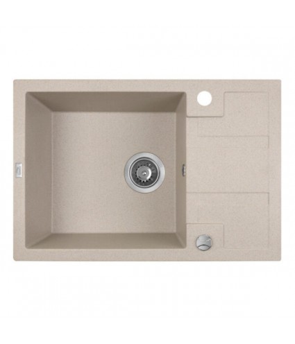 Granitspüle 1-Becken BARBADOS Beige 44x65 mit kurzer Abtropffläche | inkl. Siphon!