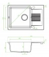 Granitspüle 1-Becken CELIA Schwarz 44x65 mit kurzer Abtropffläche | inkl. Siphon!