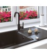 Granitspüle 1-Becken CELIA Schwarz 44x76 mit Abtropffläche | inkl. Siphon!