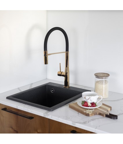 Granitspüle 1-Becken CHICHI Schwarz 48x39 | inkl. Siphon!
