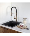 Granitspüle 1-Becken CHICHI Schwarz 48x39 | inkl. Siphon!