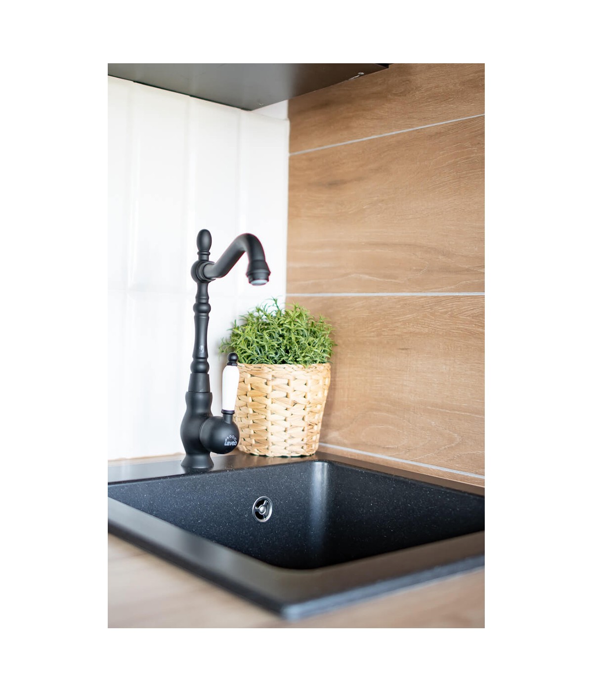 Granitspüle 1-Becken CHICHI Schwarz 48x39 | inkl. Siphon!
