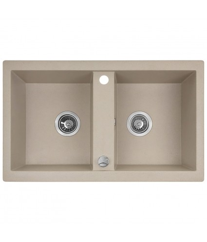 SET Küchenarmatur & Granitspüle 2-Becken BARBADOS Beige 48x78 | inkl. Siphon!