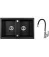 Granitspüle 1-Becken DAFNE Schwarz 47x58 mit kurzer Abtropffläche | inkl. Siphon!