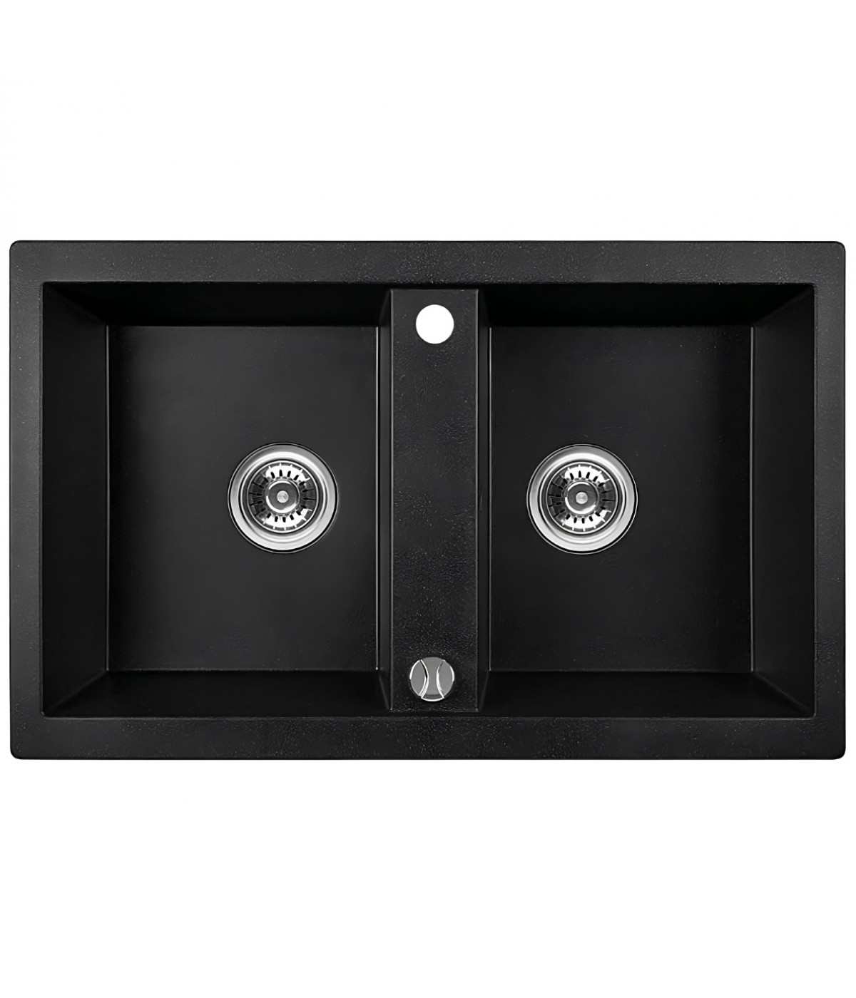 SET Küchenarmatur & Granitspüle 2-Becken BARBADOS Schwarz 48x78 | inkl. Siphon!