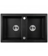 SET Küchenarmatur & Granitspüle 2-Becken BARBADOS Schwarz 48x78 | inkl. Siphon!