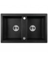 Granitspüle 2-Becken BARBADOS Schwarz 48x78 | inkl. Siphon!