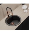 Granitspüle 1-Becken DAFNE Schwarz 51x51 | inkl. Siphon!